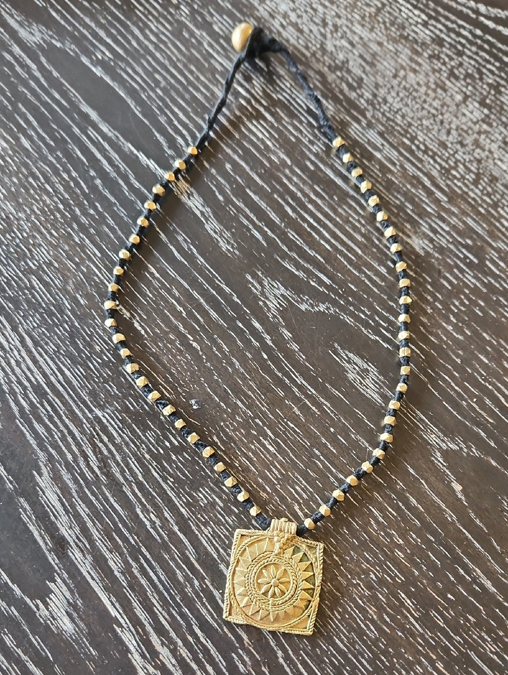 Gold-Tone Sun Medallion Pendant Necklace 11 Inches